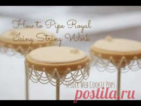 How to Pipe Basic Royal Icing Stringwork and Halloween Spider Web Cookie Pops