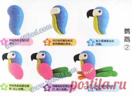 Как сделать попугая из пластилина?