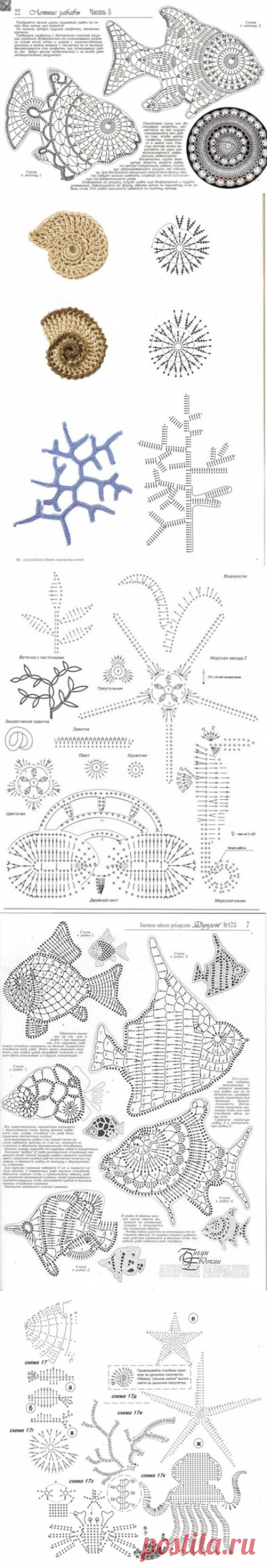 Вязание, рукоделие, мастер классы. Кулинария.Ирландское кружево &quot;Морская тема&quot;