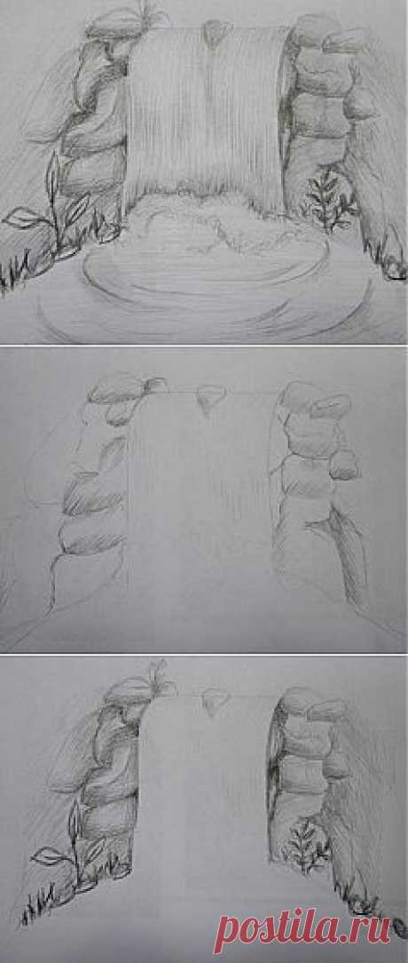 Как нарисовать водопад | Рисуй с удовольствием:: Рисуем карандашом