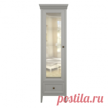 Шкаф-витрина серый со стеклом из массива дерева купить по цене 87 100 руб. в Москве — интернет-магазин Chudo-magazin.ru