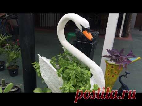 Diy Vaso Cisne de toalha cimento, e cano PVC, facil concrete swan jug