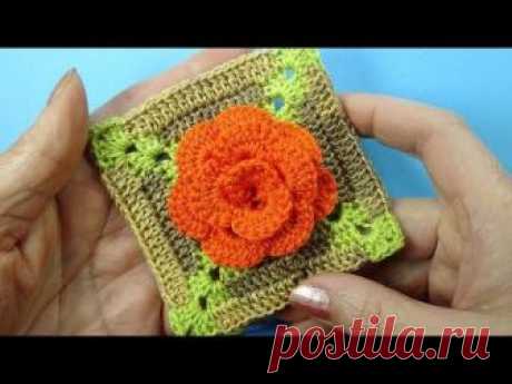 Новый цветочный мотив крючком Crochet flower square pattern Вязние крючком 380