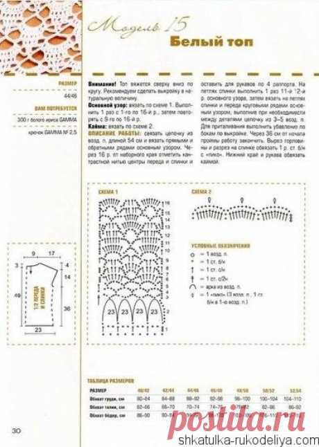 Ажурный топ крючком с описанием. Вязание крючком топ по кругу | Шкатулка рукоделия. Сайт для рукодельниц.