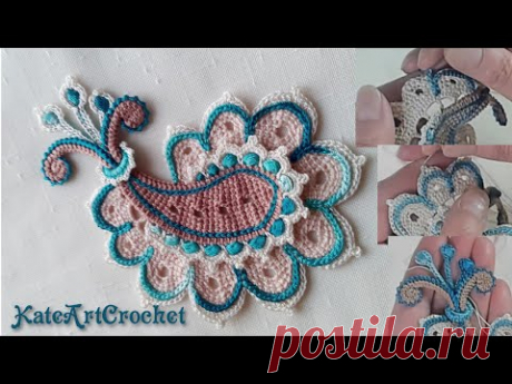 Вяжем пейсли в тунисской технике для ирландского кружева.Часть 3. Irish Crochet &amp; Tunisian Crochet