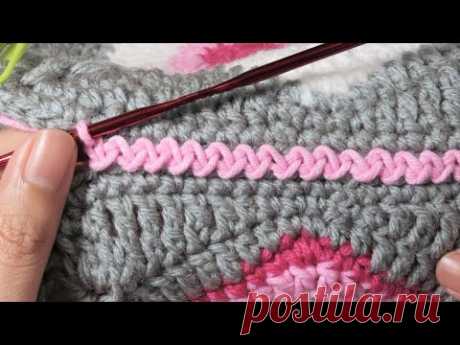 Joining Squares Idea in Crochet | Zigzag Slip Stitch Method | Embroidery Inspired