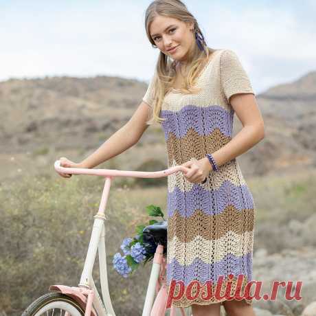 Трехцветное платье - схема вязания спицами. Вяжем Платья на Verena.ru