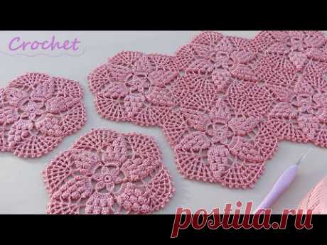 ВЯЗАНИЕ КРЮЧКОМ из МОТИВОВ подробный МК для начинающих 🌺Easy Crochet motifs pattern for beginners🌺