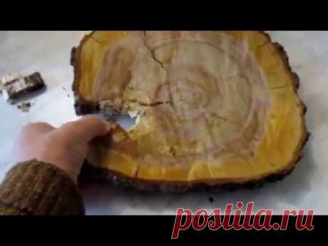 Дерево. Оригинальный подарок, настенное панно из круглого среза (спила) дерева, используя декупаж - YouTube
