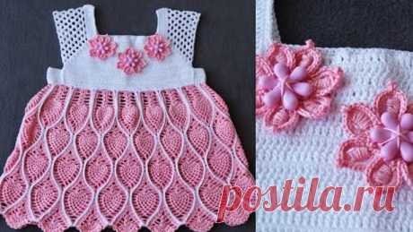 Детское ажурное платье крючком. Child fishnet dress.