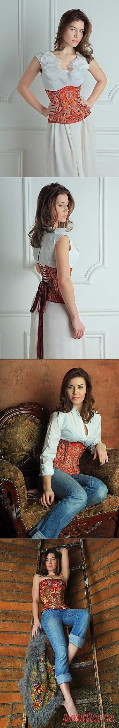 Два корсета из павлопосадских платков. / Платки / Модный сайт о стильной переделке одежды и интерьера