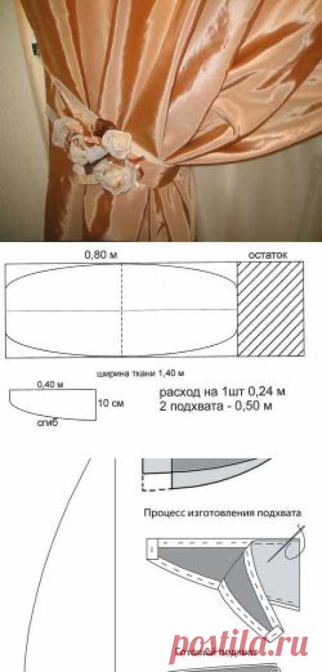 Подхваты для штор: выкройка подхвата с кольцом и с цветком