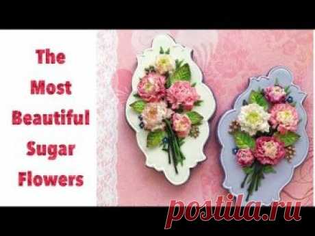 The most beautiful sugar flowers. How to decorate flower bouquet cookies 🌸