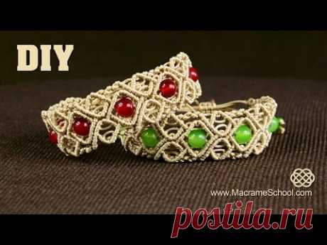 Macramé Diamond Square Bracelet with Beads [DIY] Tutorial - YouTube