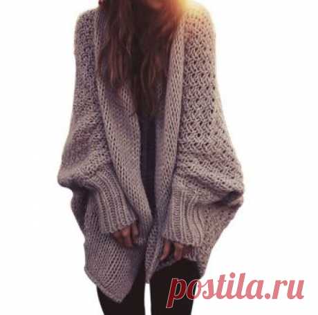 Trendy Oversize Womens Knitted Cozy Cardigan with Fashionable Batwing Sleeves  New stylish Trendy Oversize Womens Knitted Cozy Cardigan with Fashionable Batwing Sleeves in our spring-summer collection.

This Cardigan is suitable for any shape and age as well as for any occasion. It will be equally convenient at home and o...