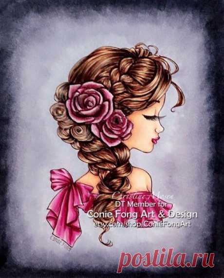 Im designer at Conie Fong Art and Design. She make so many lovely digi stamp. Thought I would share my DT colouring with this lovely image BELLA ROSE, you find it HERE Im also entering THE DAILY…