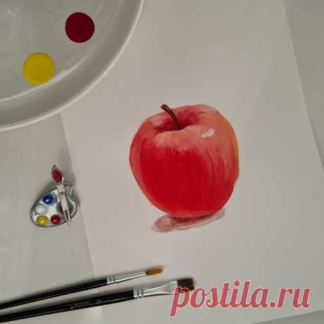 Рисуем объёмное яблоко. Пошаговый мастер-класс | Рисование для детей от 3 до 103 | Яндекс Дзен