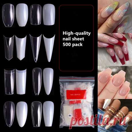 2021 Новый 500 шт./пакет накладные балетки естественный/прозрачный гроб накладные ногти маникюр ногтей для наращивания на заколках и защита нейл-арта | Красота и здоровье | АлиЭкспресс