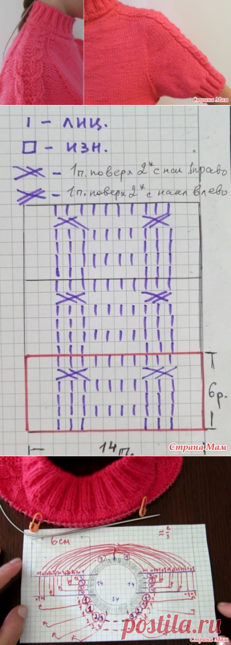Полуреглан спицами сверху. Росток от середины спинки. - Страна Мам