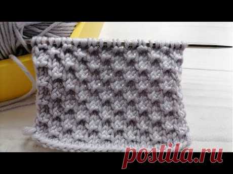 Очень простой 3D узор для вязания кардиганов, свитеров, шапок
