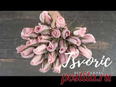 Простые розы для букета из бумаги / DIY TSVORIC / Simple roses for a bouquet of paper