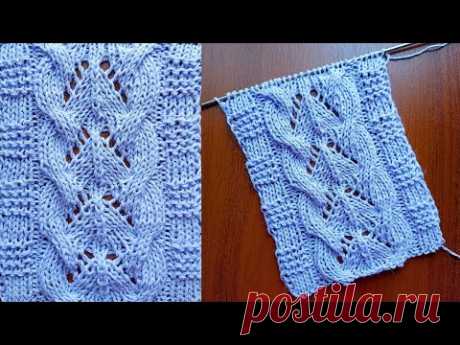 Ажурная коса спицами + схема. Knitting an openwork braid + scheme.