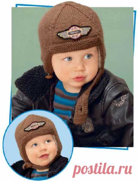 МК по вязанию спицами шапки-шлема с аппликацией для мальчика с подробным описанием и схемой