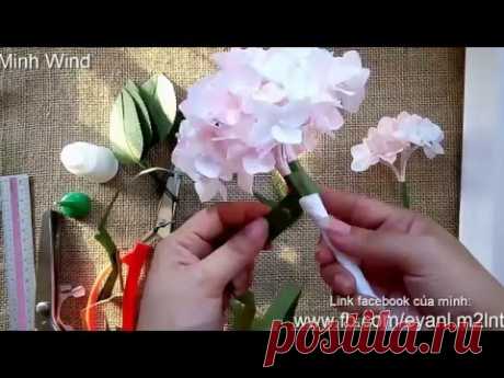 Hydrangea paper flower tutorial - Hoa cẩm tú cầu bằng giấy nhún ver 2016