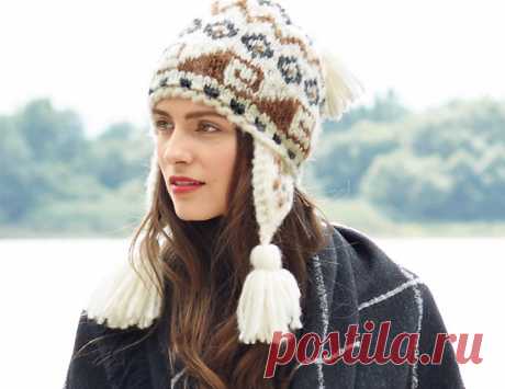 «Перуанская» шапка - схема вязания спицами. Вяжем Шапки на Verena.ru