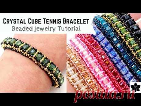 Crystal Cube Tennis Bracelet | Beaded Jewelry Making Tutorial | Beadweaving Pattern | Seed Beads