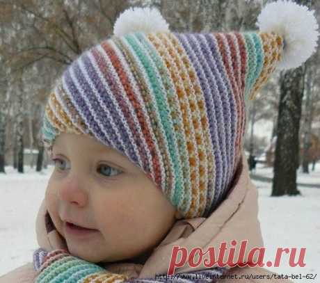 Детская шапочка и шарфик «По диагонали» Автор И. Фибих.