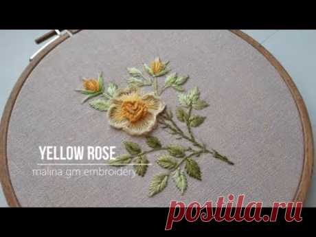 Yellow Rose bouquet. Garden roses. Flower embroidery tutorial