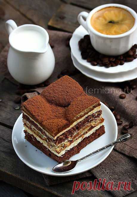Вкусный и простой праздничный шоколадно-кофейный торт с печеньем | FEMIANA