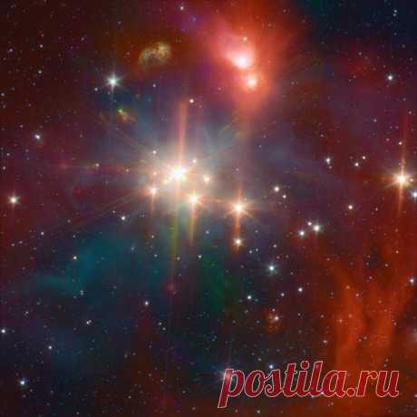 Инфракрасная корона звёздного скопления / Интересный космос