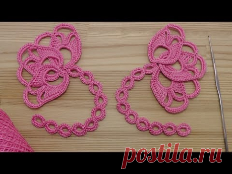 Вязание крючком  БУТОН ЦВЕТКА - мотив для ирландского кружева  crochet irish lace