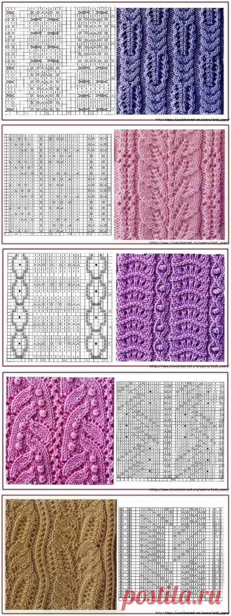 Узоры для вязания спицами.