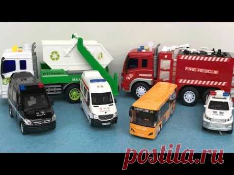 Car for kids, Learn Name and sounds Car,  Ambulance, Fire truck, Police car, City Bus - Kids learn