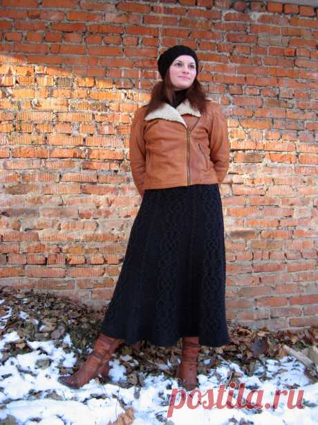 Длинная черная юбка на зиму: подробности. (И про каталог узоров для вязания спицами) | Милые вязаности | Яндекс Дзен