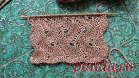 Кружево – завиток  ажурный узор спицами 🎶 Lace knittin patter