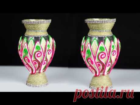 Plastic bottle and jute flower vase unique idea | Easy Luxury Flower Vase Making at Home