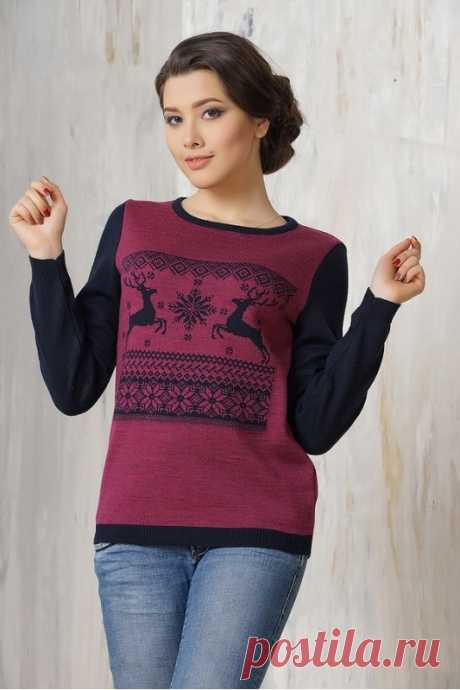 « Бордовый женский свитер с оленями » — карточка пользователя valekel в Яндекс.Коллекциях