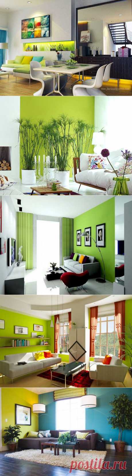 Светло-зеленые гостиные