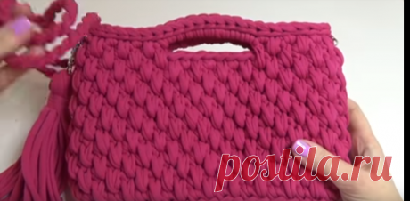 Сумка 2 из трикотажной пряжи. Вязание крючком. Bag of knitting yarn. Crochet. - YouTube