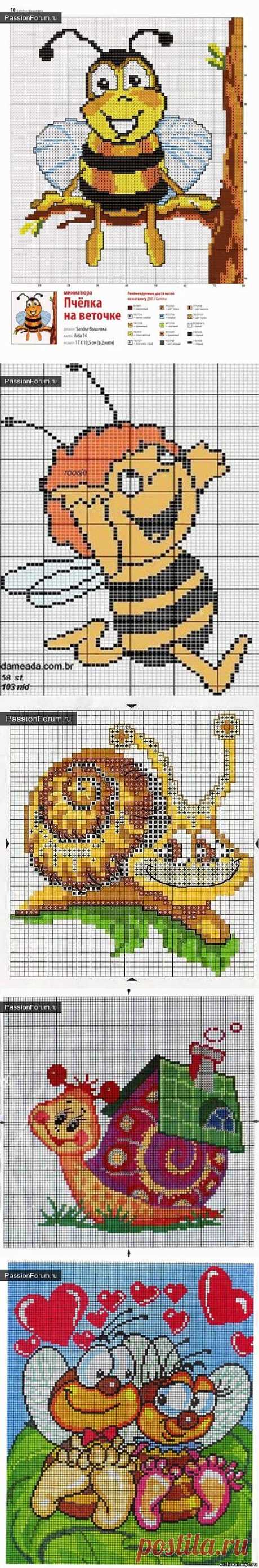ПЧЁЛКИ, БУКАШКИ И РАЗНЫЕ НАСЕКОМЫЕ... / Схемы вышивки крестиком