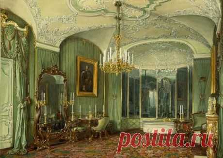 GATCHINA / PALACE / BATHROOM / E.P.HAUGatchina near St. Petersburg (Russia), Marble Palace (built 1766–72 for Grigorij Count Orlov by Catherine II; arch.: Antonio Rinaldi (1709–1754) ). Bathroom of empress Alexandra Feodorovna. Watercolour 1877, by Eduard Petrovich (1807–1887), 30.8 × 40.4cm. |  Pinterest • Всемирный каталог идей