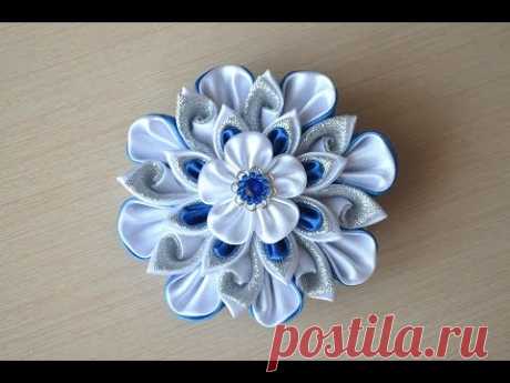 Цветок мастера Мастер класс канзаши цветы из лент DIY Flower ribbons kanzashi handmade September 1