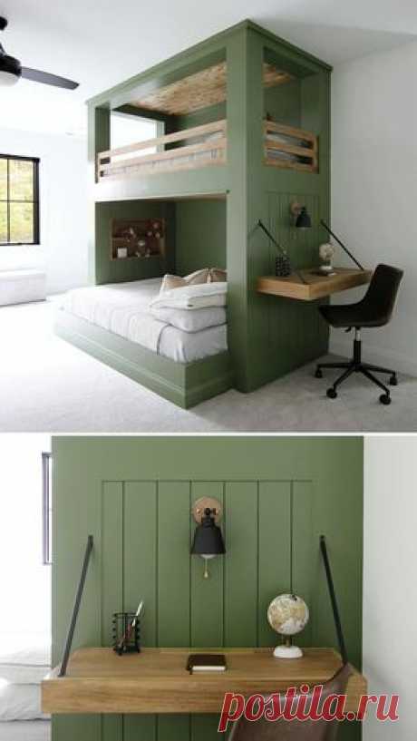 Here are the printable plans for this DIY built-in bunk bed.