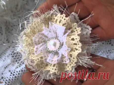 Simple Shabby flower tut using laces from craftsupplies1