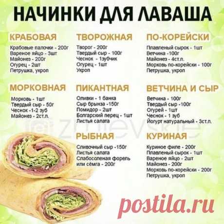 Быстрые и вкусные варианты из лаваша