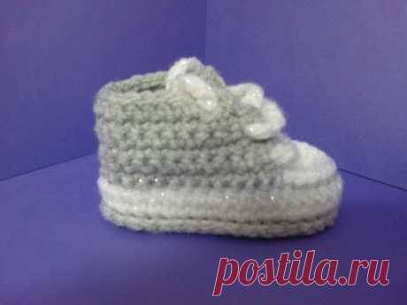 How to crochet My easy new born baby converse style slippers p1